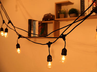 Festoon String Light 48ft Hanging Sockets 110V US Plug festival Garden Outdoor Light